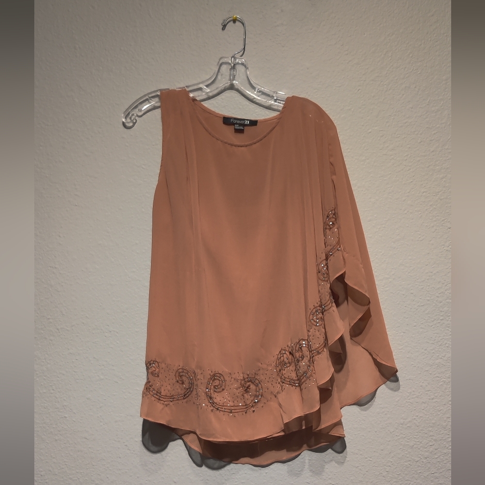 Beaded One Shoulder Drape Tank
